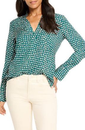 Nic+Zoe Shadow Dot Long Sleeve Top in Green Multi at Nordstrom Rack, Size Medium P