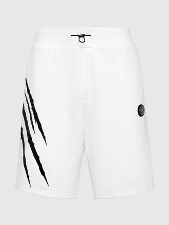 Plein Sport Scratch Cotton Jersey Sports Shorts with Contrasting Logo