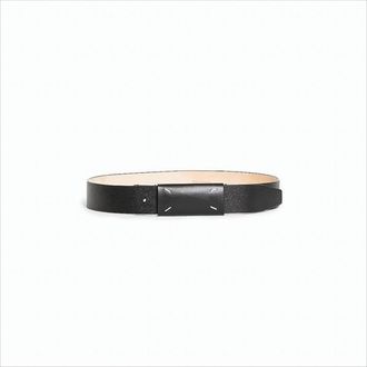 Maison Margiela Rectangular Buckle Leather Belt With Textured Finish