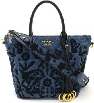 Prada Pre-owned Tote Bags, female, Blue, Size: ONE SIZE Pre-owned Leather prada-bags