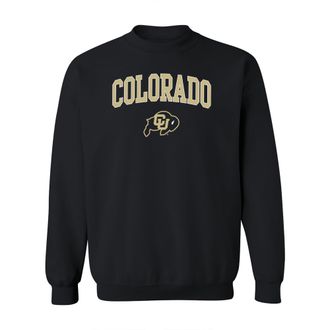 UGP Campus Apparel AW03 - University of Colorado Buffaloes Arch Logo Crewneck Jumper Sweatshirt - Medium - Black, Medium