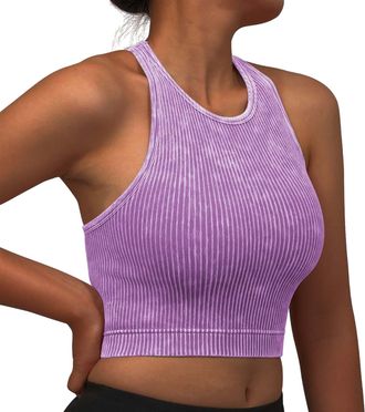 Generic Light Support Sports Bras for Women Padded Up Yoga Bras Workout Crop Tops Bralettes Long Line Sports Bra for Women (Purple, L)