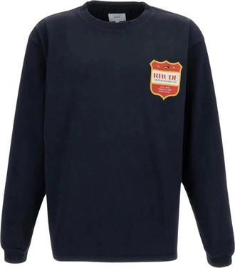 Rhude Filtaro Crest Long Sleeve T-Shirt - Heren - Sweatshirts - Zwart - L - Katoen - Hoodies & sweatvesten