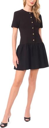 Ted Baker Valentina Mixed Media Minidress in Rich Black at Nordstrom, Size X-Small