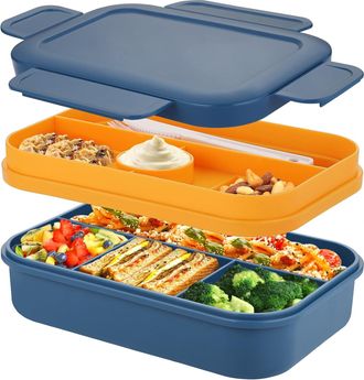 OEM Fiambrera Para Adultos, Caja Bento De 2000 Ml Con Compartimentos, Fiambrera Para Adultos, Caja De Pan Con Cubiertos, Caja Para Aperitivos, Caja Para S