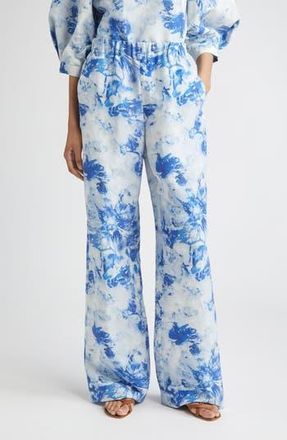 Lafayette 148 New York Perry Pants in Blue Oasis Multi at Nordstrom Rack, Size Large