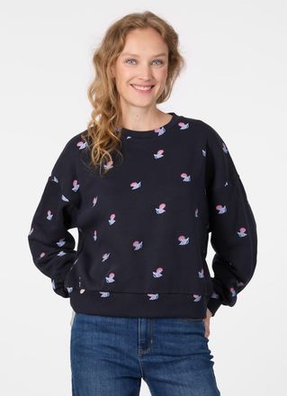 Ragwear Sweatshirt RAGWEAR WUSS SHELLS, Damen, Gr. XXL, navy, Sweatware, Obermaterial: 70% Baumwolle, 30% Polyester, bedruckt, normal, Rundhals, Sweatshirts S