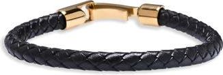 Eye Candy Los Angeles Mens Julian Woven Leather Cord Bracelet in Black at Nordstrom Rack