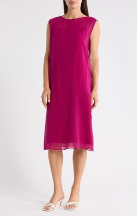 Eileen Fisher Bateau Neck Silk Dress in Sangria at Nordstrom Rack, Size Xx-Small