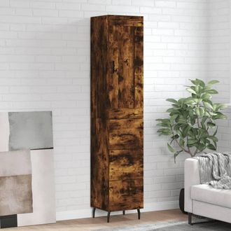 Berkfield Home Highboard Smoked Oak 34.5x34x180 cm Engineered Wood in Brown