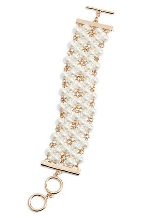 Nordstrom Faux Pearl Bracelet in White- Gold at Nordstrom Rack