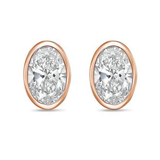 Diana M. Jewels 14Kt Rose Gold 9.00 cts Lab Grown Oval Diamond Bezel Studs