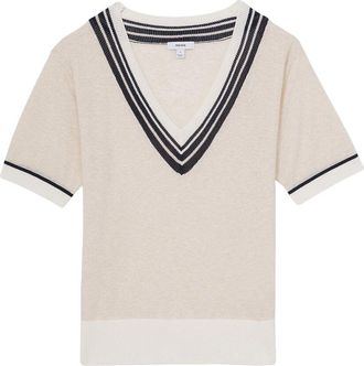 Reiss Ida Linen-Blend Cricket Top