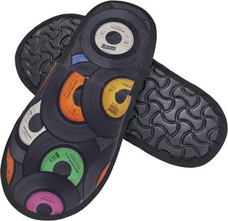 Generic Shoes Vinyl Music Album Anti-Skid Slippers Faux Fur Cotton Slippers For Outdoor Indoor Winter L