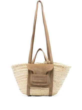 Pierre Hardy raffia suede-details tote bag - men - Raffia/Calf Suede - One Size - Neutrals