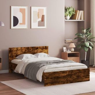 vidaXL Vidaxl - Estructura De Cama Con Cabecero Roble Ahumado 135x190 Cm