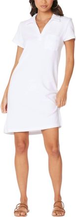 bobi Collar Short Sleeve Terry Polo Dress In White