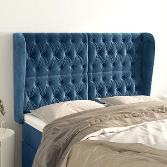 vidaXL Cabecero Con Orejas De Terciopelo Azul Oscuro 163x23x118/128 Cm Vidaxl