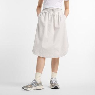 New Balance Donna Twill Midi Skirt in Grigio, Politessuto, Taglia L