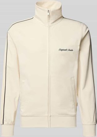 Jack & Jones Jack & Jones Slim Fit Sweatjacke mit Logo-Stitching Modell Niagara in Offwhite, Gr&ouml;&szlig;e XXL