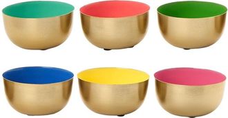 Two's Company Set Of 6 Small Metal Bowls With Enamel