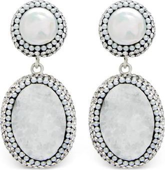 Soru Jewellery chalcedony and pearl earrings - Silver