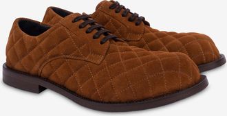 Moschino Derby in suede trapuntata - Marrone