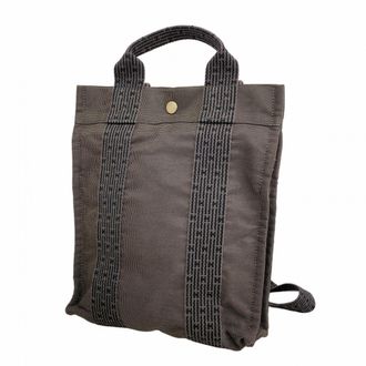 Herm&egrave;s Gray Canvas Backpack (Pre-Owned)