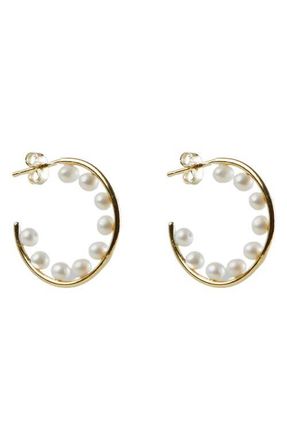 Argento Vivo Imitation Pearl Hoop Earrings in Gold at Nordstrom