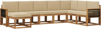 vidaXL Conjunto De Sof&aacute;s De Exterior 8 Uds. Natural Y Beige Vidaxl