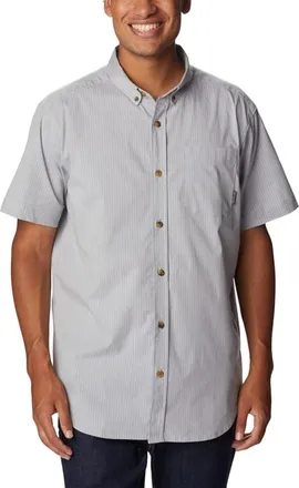 Columbia Rapid Rivers Shirt Mens Gray Pinstripe Short Sleeve Button-Down FROG267