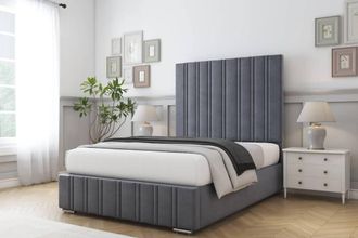 Comfort Beds Paris Plush Bed Frame With Mattress-50 Upholstered in Dark Grey | Size: King