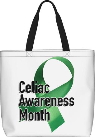Generic Women Handbag Celiac Disease Awareness Daily Bag Lightweight Reusable Shopping Bags, For Daily, Christmas, Birthday, Swim, Graduation