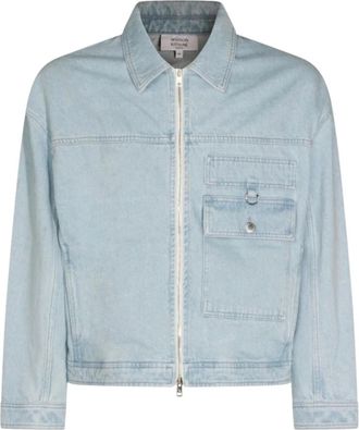 Maison Kitsun&eacute; Denim jack met rits - Heren - Spijkerjassen - Blauw - L - Denim - Jassen