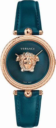 Versace Palazzo Groen Leren Horloge - Dames - Horloges - Veelkleurig - ONE Size - Accessoires