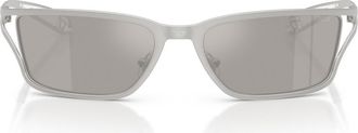 Diesel DL1015 58mm Rectangular Sunglasses in Matte Silver /Mirror Silver at Nordstrom