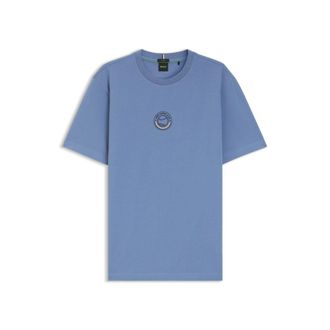 BOSS Stretch-cotton T-shirt with tennis artwork