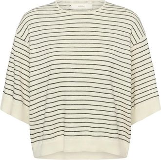 Inwear Textured Stripes Boxy-fit Pure Cotton Sweater - Dames - T-shirts - Beige - XL - Katoen - Tops