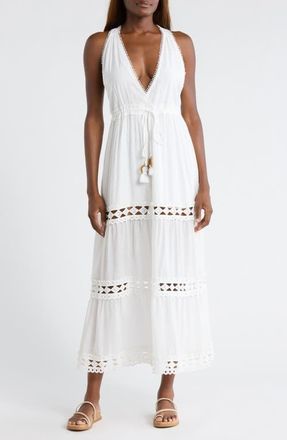 Elan Cutout Trim Sleeveless Cover-Up Maxi Dress in White at Nordstrom, Size X-Large