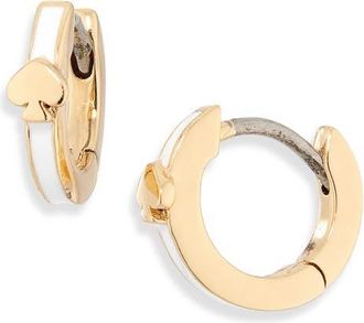 Kate Spade New York everyday spade slim huggie hoop earrings in White. at Nordstrom