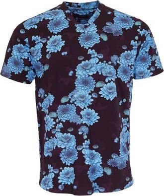 Lords of Harlech Maze V-neck Tee in Serious Floral Plum at Nordstrom, Size Large