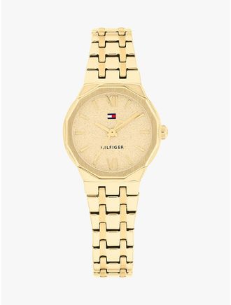 Tommy Hilfiger Womens 25MM Shimmer Dial Dress Watch - Yellow