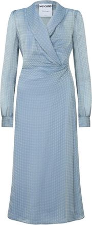 Moschino Kleedjes, Dames, Blauw, S, Lange jurk met V-hals