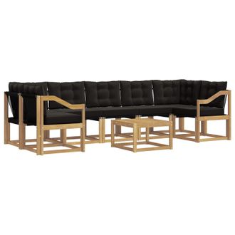 vidaXL Conjunto De Sof&aacute;s De Exterior Con Coj&iacute;n 8 Pcs Blanco Y Negro Vidaxl