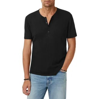 John Varvatos Ciel Variegated Rib Henley in Black at Nordstrom Rack, Size X-Large