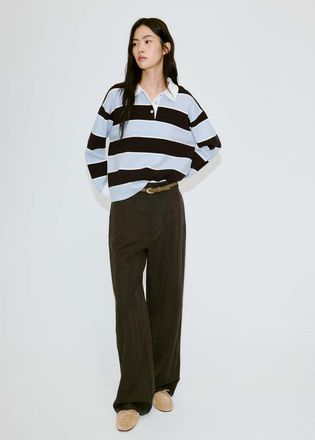 Mango Pullover collo polo righe celeste - Donna - XXS - MANGO