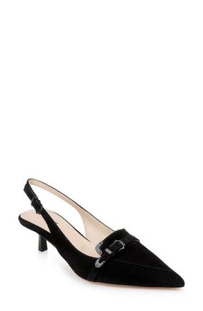 L'agence Brigitte Slingback Kitten Heel Pump in Black Suede at Nordstrom, Size 7.5