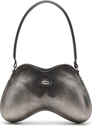 Diesel Metalen Oval-D Logo Schoudertas - Dames - Handtassen - Grijs - ONE Size - Tassen