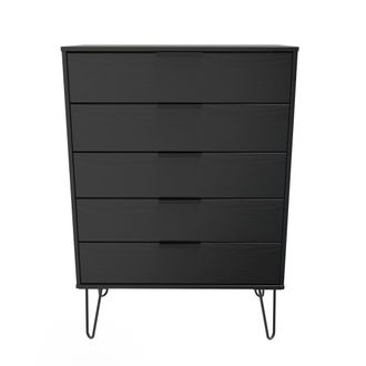 Welcome Furniture Haiti Ready Assembled Chest of Drawers with 5 Drawers - Black Matt - Welcome Furniture | TJ Hughes