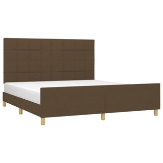 vidaXL Cama Sin Colch&oacute;n De Tela Marr&oacute;n Oscuro 160x200 Cm Vidaxl